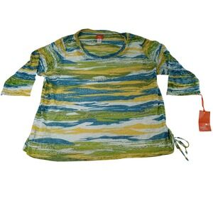 NWT-Hearts of Palm Woman‎ 3X Global Soul 2019 Abstract Stripe 3/4 Sleeve Top
